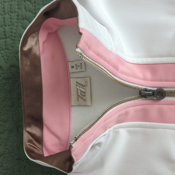 Tail Tech Womens Golf Jacket Pink/White/Bronze Zip Up Cuffs - Picture 2 of 12